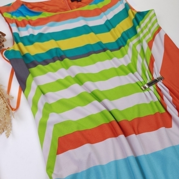 Tahari Multicolored Striped Dress Sz 14 - Picture 13 of 16